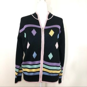 Vintage Fia Italia Hand Loomed Zip Up  Cardigan Sweater